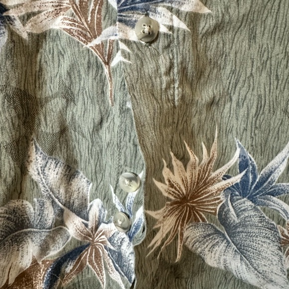 Men's Campia Green and Blue 100% Rayon Hawaiian Button Down Shirt Size Large - Picture 6 of 6